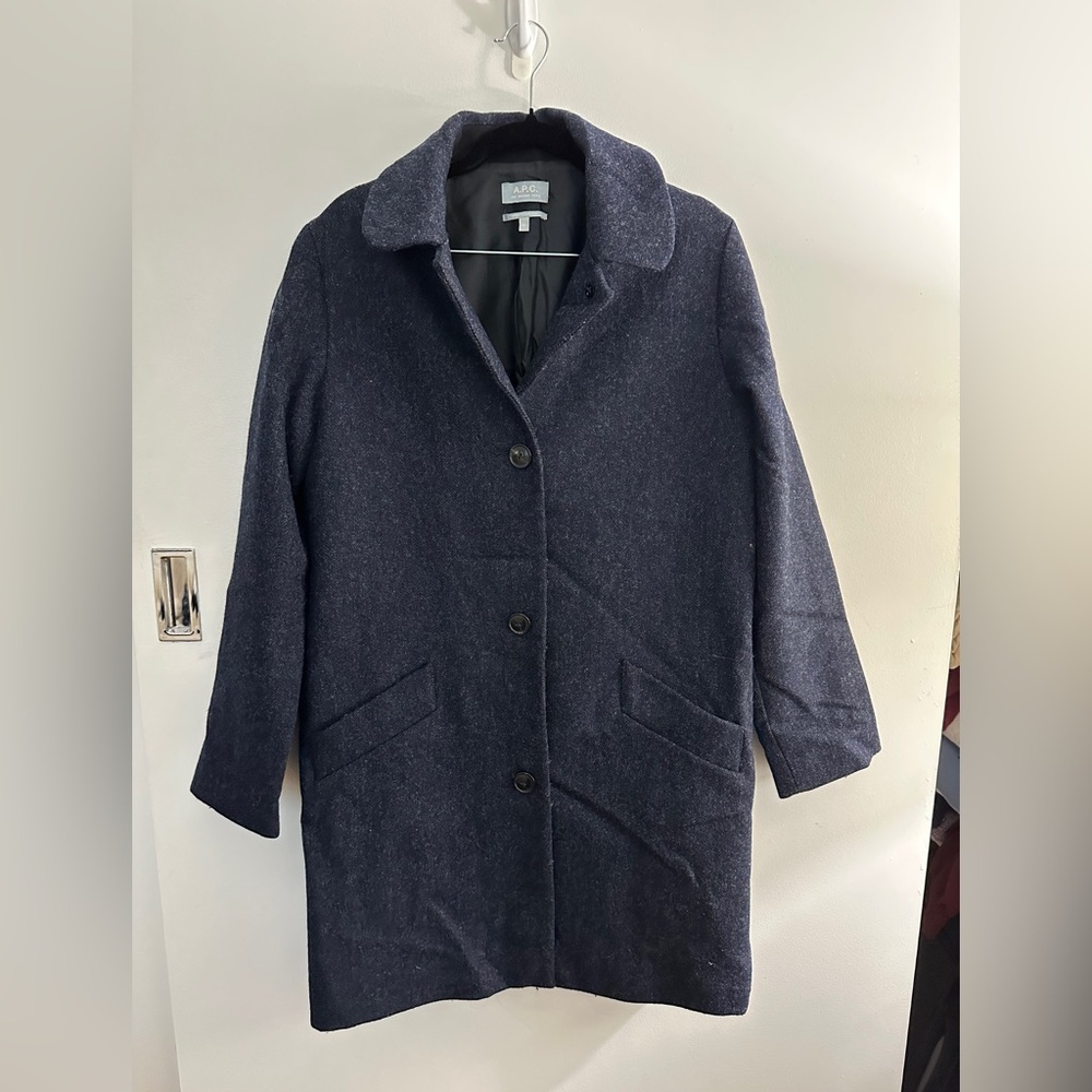 A.P.C. Navy Wool Dolly Coat | Size 38 (S/M) | Made with Moon British Cloth